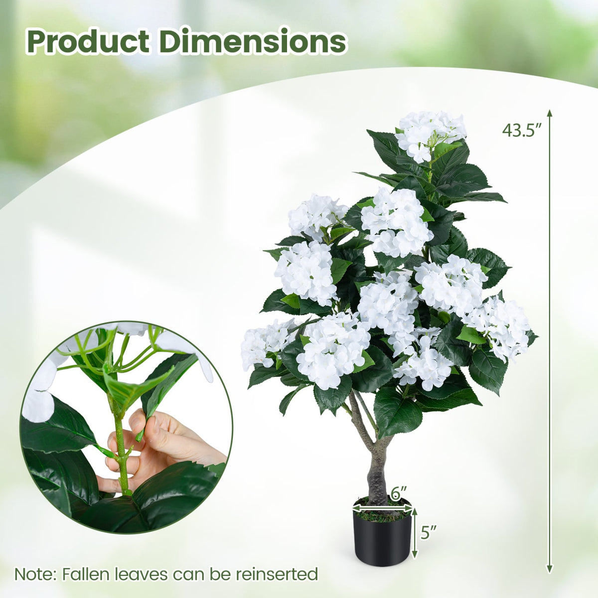 43.5" Artificial Hydrangea Tree 2 Pack-White-Artificial Plants-DECOROLALA