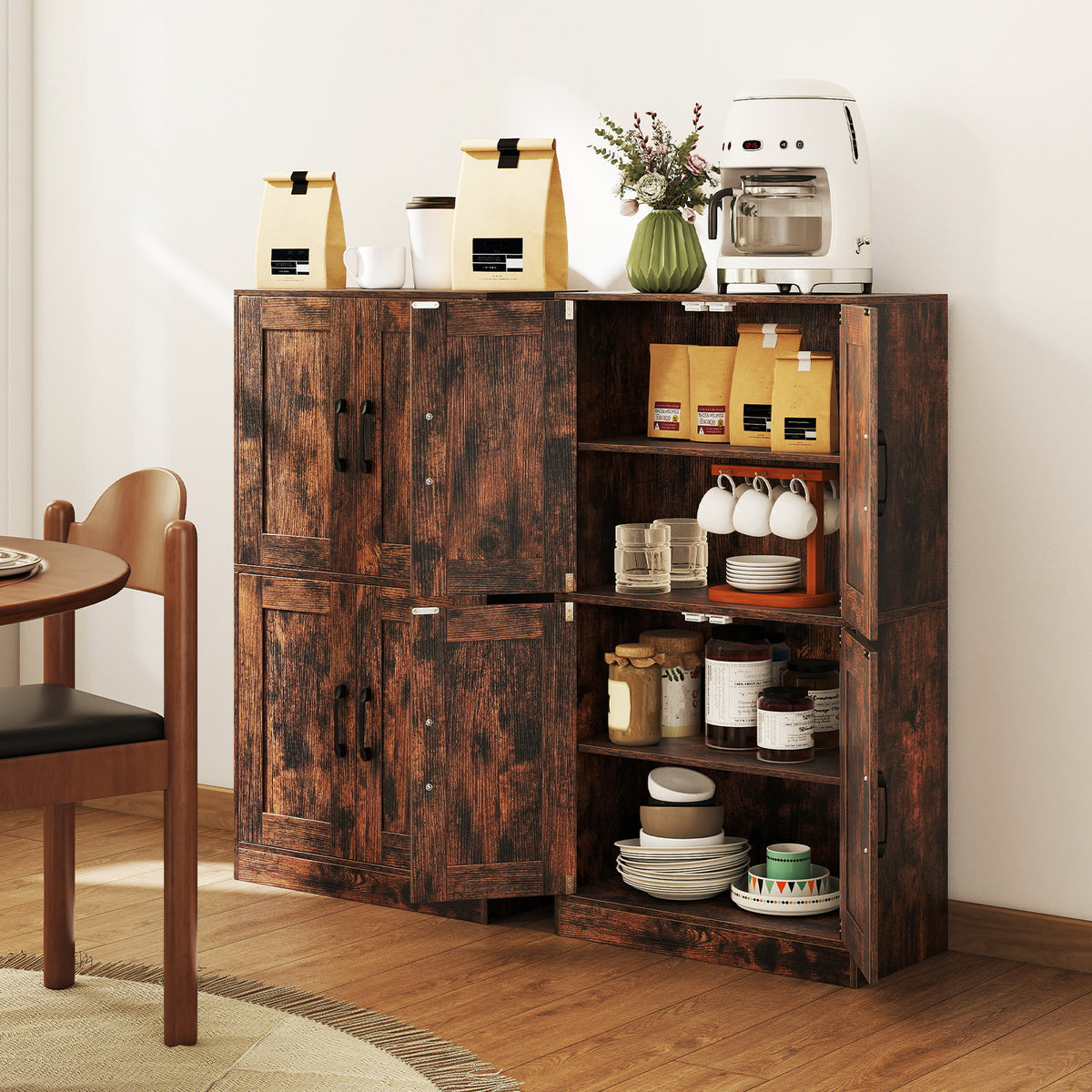 43.5" Bathroom Storage Cabinet - Rustic Brown Adjustable Shelves-Floor Cabinets-DECOROLALA