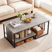 43.5" Coffee Table 2-Tier with Open Storage Shelf-Oak-Coffee Tables-DECOROLALA
