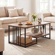 43.5" Coffee Table 2-Tier with Open Storage Shelf-RusticBrown-Coffee Tables-DECOROLALA