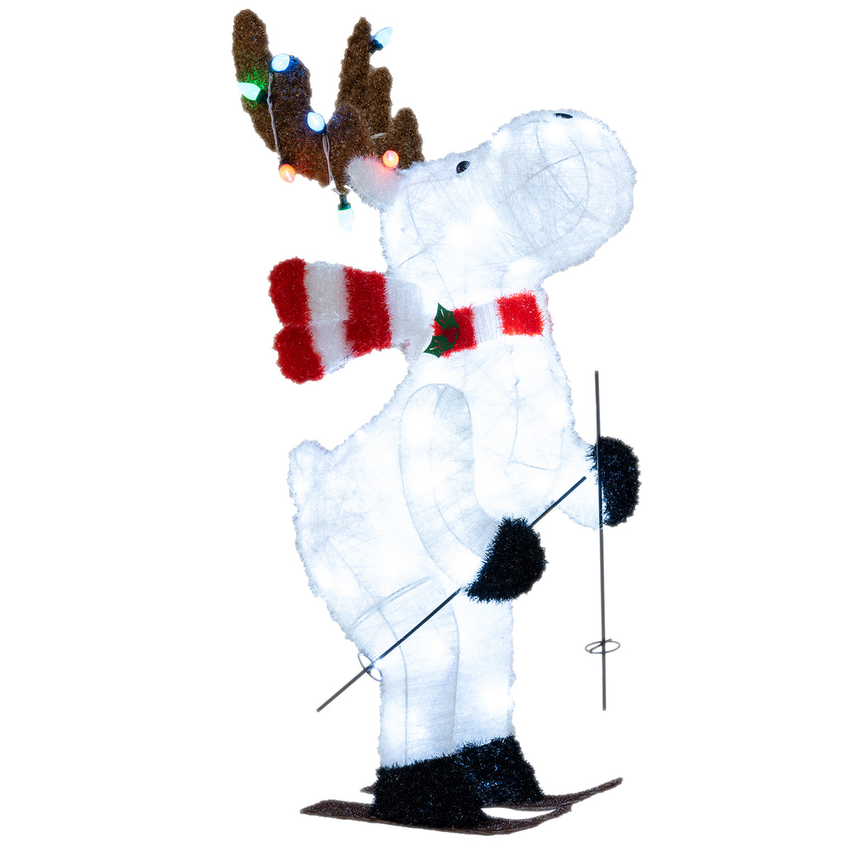 44" Animated Christmas Reindeer Pre-lit Skiing Deer Decoration-Christmas Decorations & Accessories-DECOROLALA