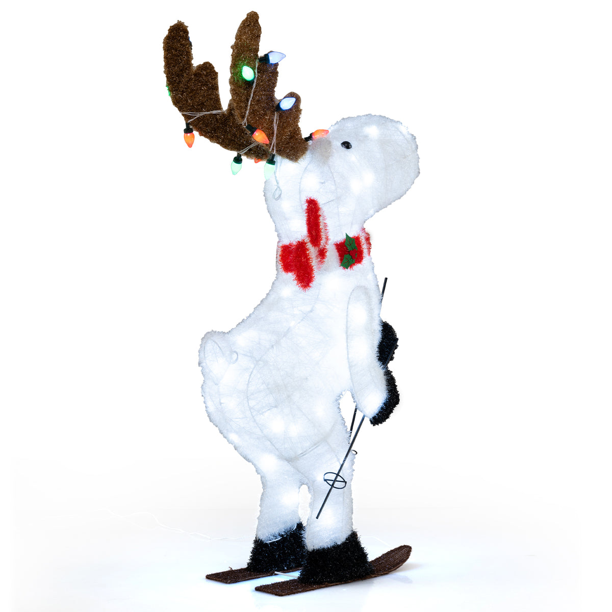 44" Animated Christmas Reindeer Pre-lit Skiing Deer Decoration-Christmas Decorations & Accessories-DECOROLALA