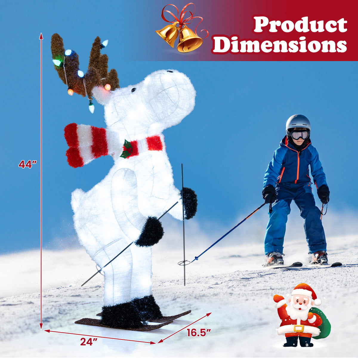 44" Animated Christmas Reindeer Pre-lit Skiing Deer Decoration-Christmas Decorations & Accessories-DECOROLALA