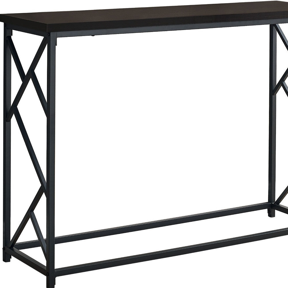 44" Brown And Black Frame Console Table-Console Tables-DECOROLALA