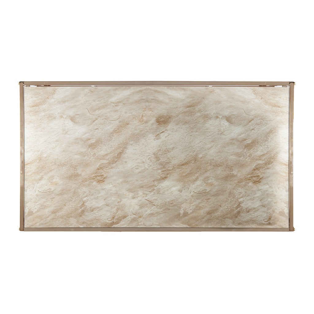 44" Champagne Glass And Metal Rectangular Coffee Table-Coffee Tables-DECOROLALA