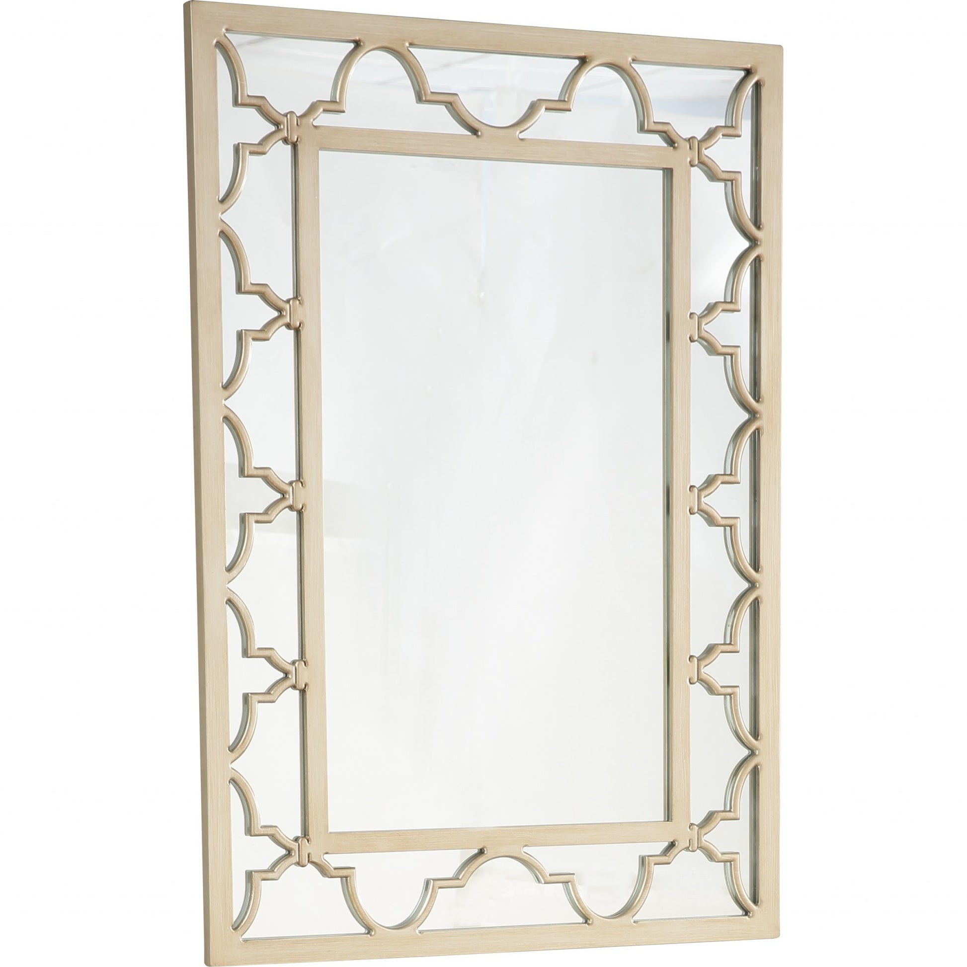 44" Champagne Metal Framed Accent Mirror-Mirrors-DECOROLALA