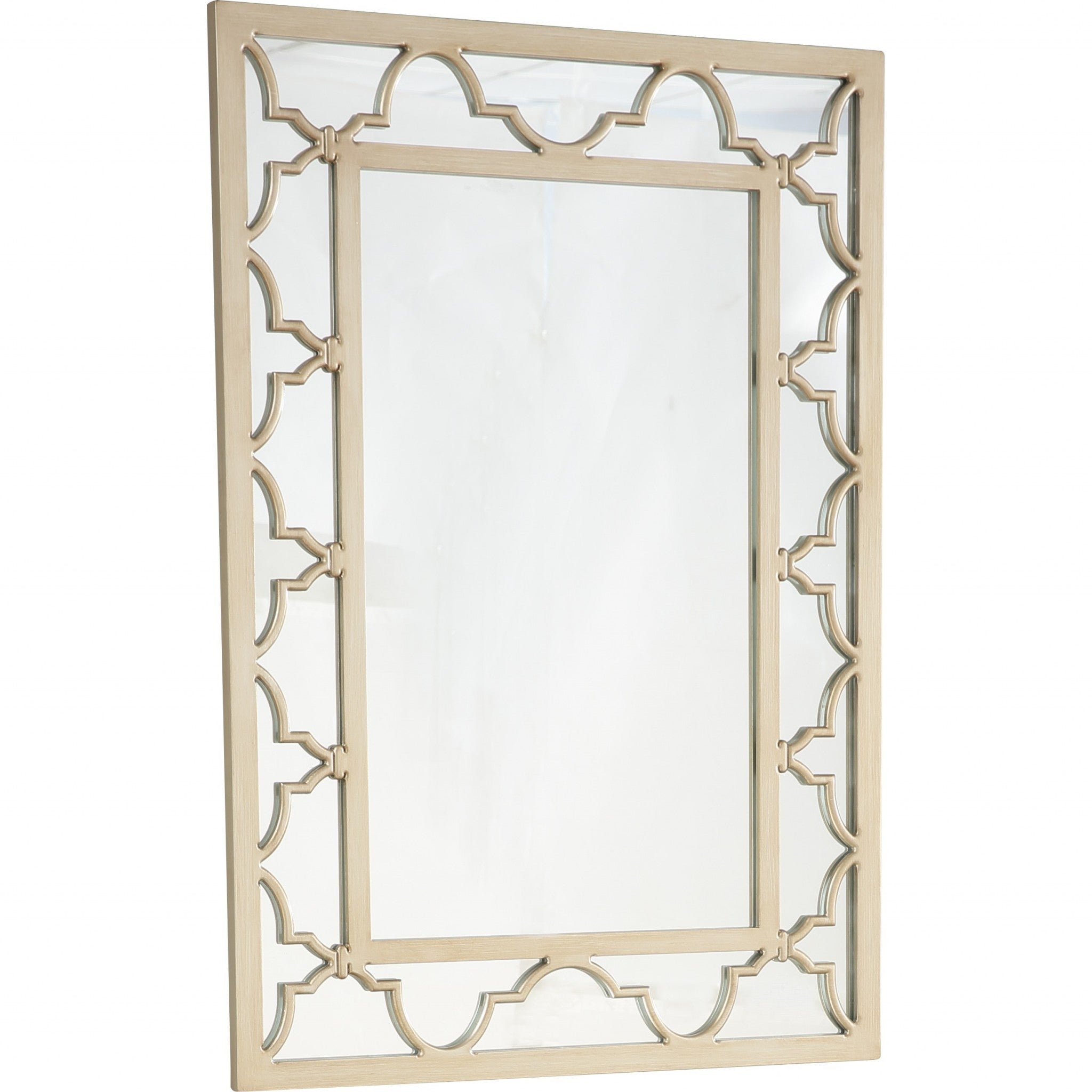 44" Champagne Metal Framed Accent Mirror-Mirrors-DECOROLALA