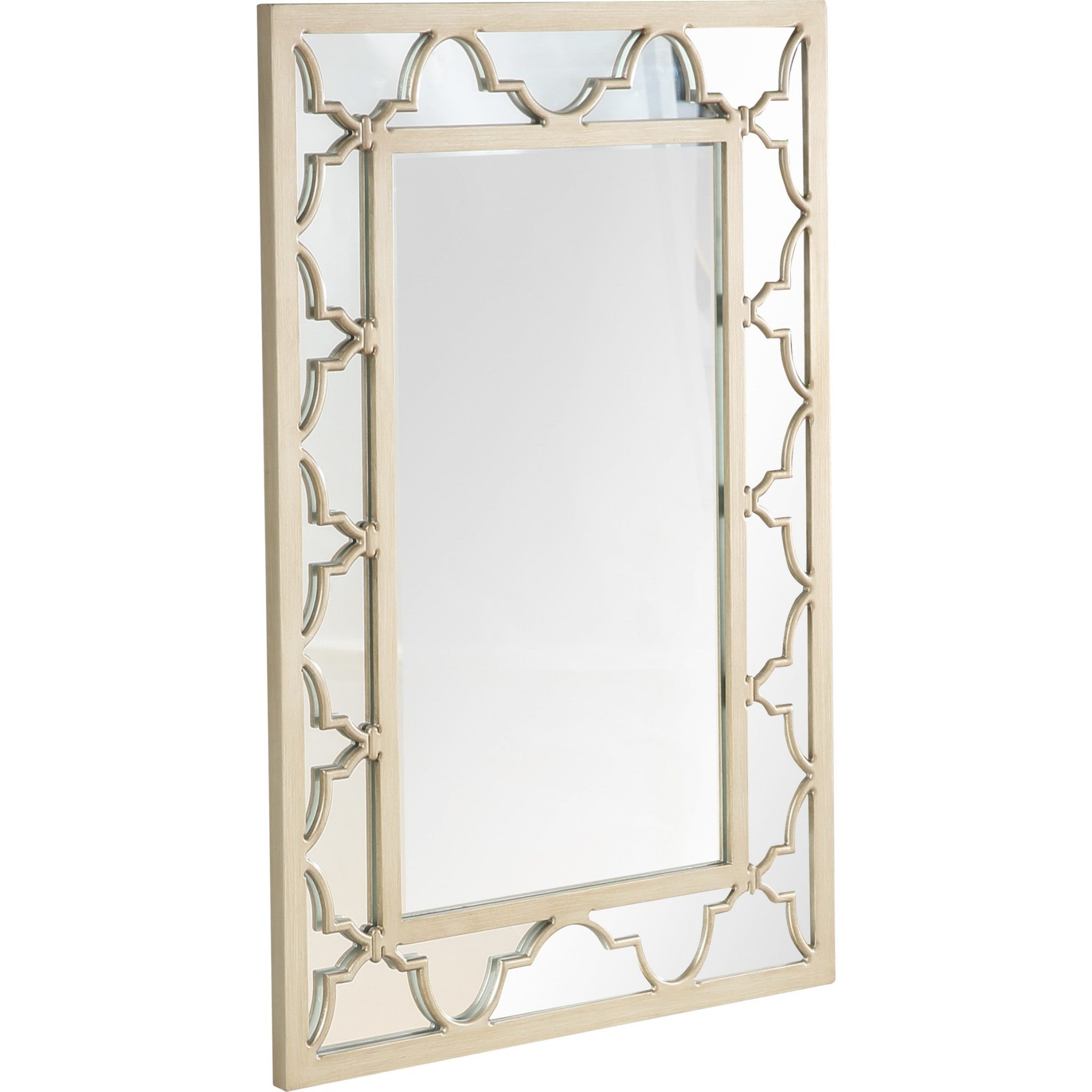 44" Champagne Metal Framed Accent Mirror-Mirrors-DECOROLALA