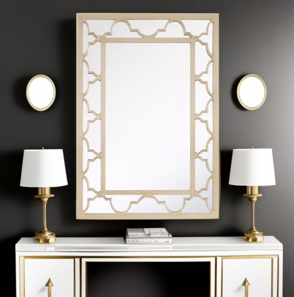 44" Champagne Metal Framed Accent Mirror-Mirrors-DECOROLALA