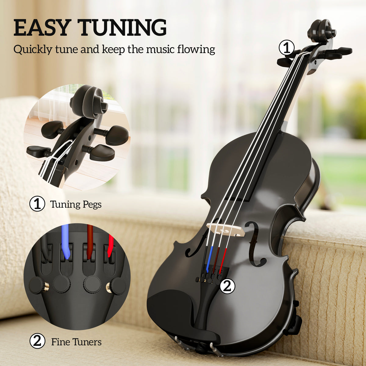 4/4 Full Size Violin, Wood Acoustic Violin Set for Beginners, Adults, with Case, Rosin, Shoulder Rest-Toys & Games > Baby & Toddler Toys > Electronic Musical Pianos-DECOROLALA