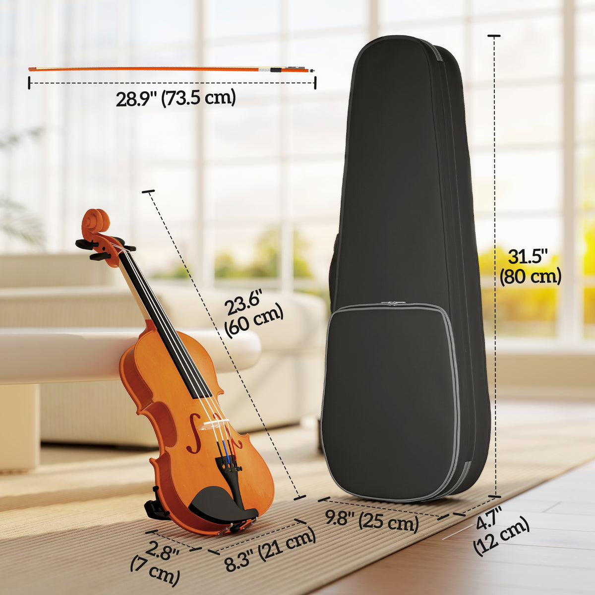 4/4 Full Size Violin, Wood Acoustic Violin Set for Beginners, Adults, with Case, Rosin, Shoulder Rest-Toys & Games > Baby & Toddler Toys > Electronic Musical Pianos-DECOROLALA