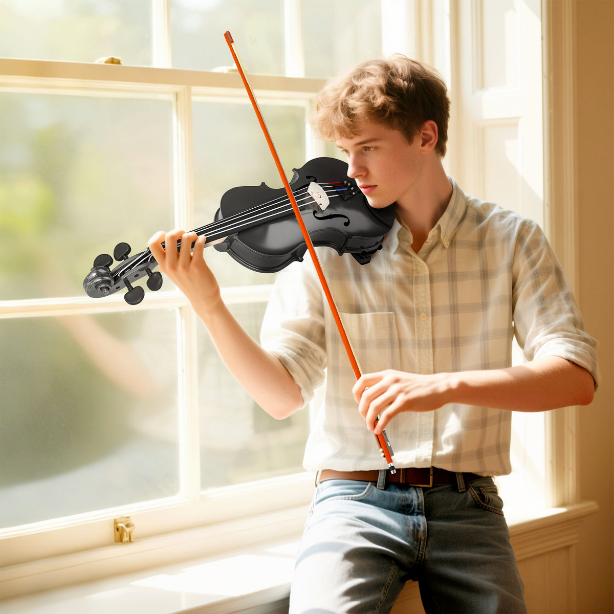 4/4 Full Size Violin, Wood Acoustic Violin Set for Beginners, Adults, with Case, Rosin, Shoulder Rest-Toys & Games > Baby & Toddler Toys > Electronic Musical Pianos-DECOROLALA