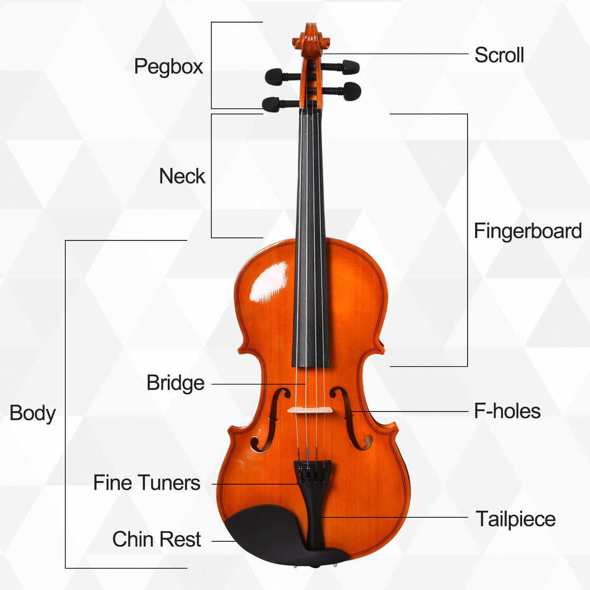 4/4 Violin Maple Wood Full Set of Accessories Storage Box, Orange-Toys & Games > Baby & Toddler Toys > Electronic Musical Pianos-DECOROLALA