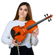 4/4 Violin Maple Wood Full Set of Accessories Storage Box, Orange-Toys & Games > Baby & Toddler Toys > Electronic Musical Pianos-DECOROLALA