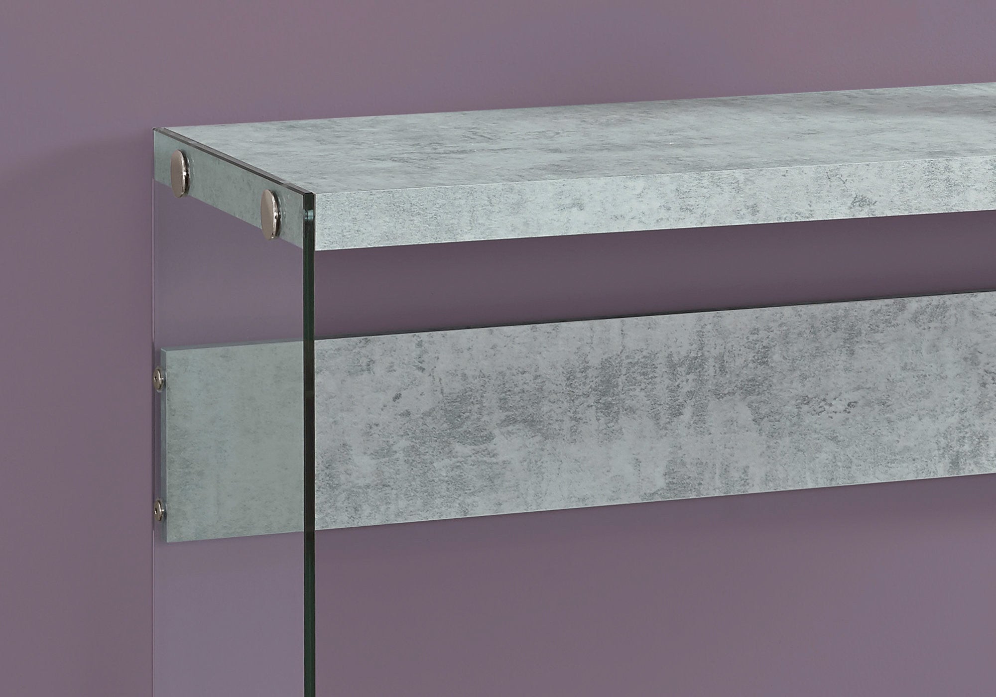 44" Gray And Clear Solid Console Table-Console Tables-DECOROLALA
