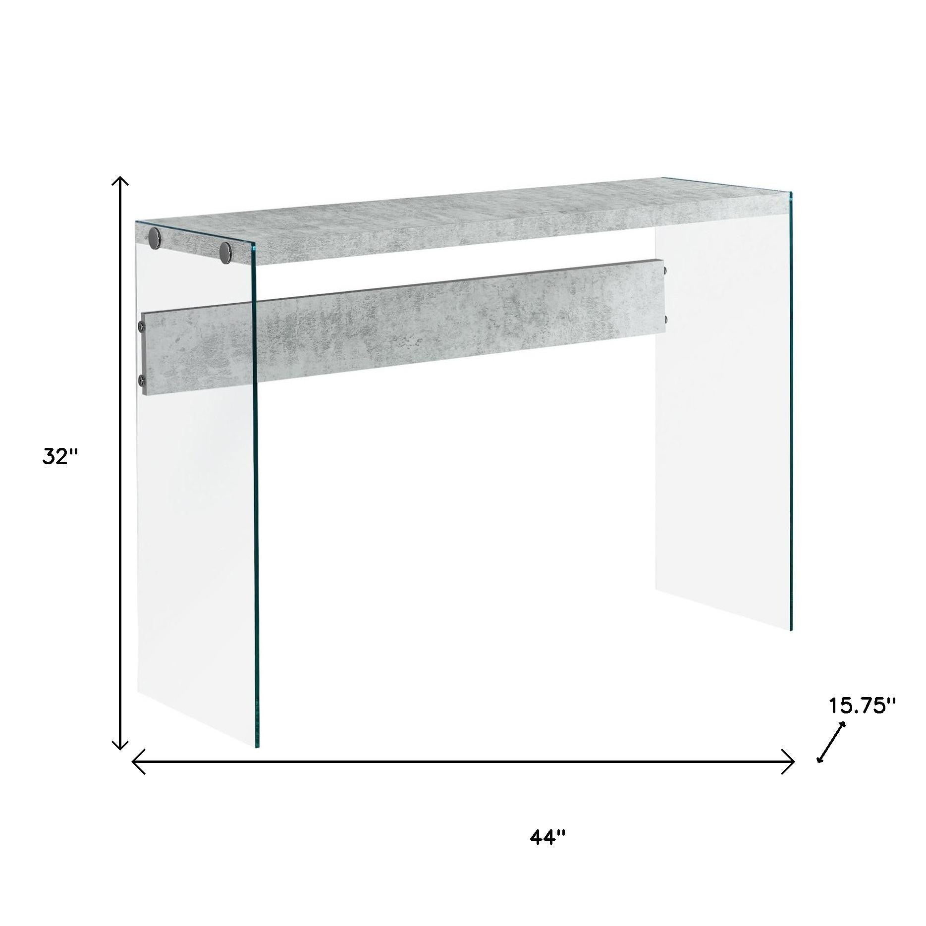 44" Gray And Clear Solid Console Table-Console Tables-DECOROLALA