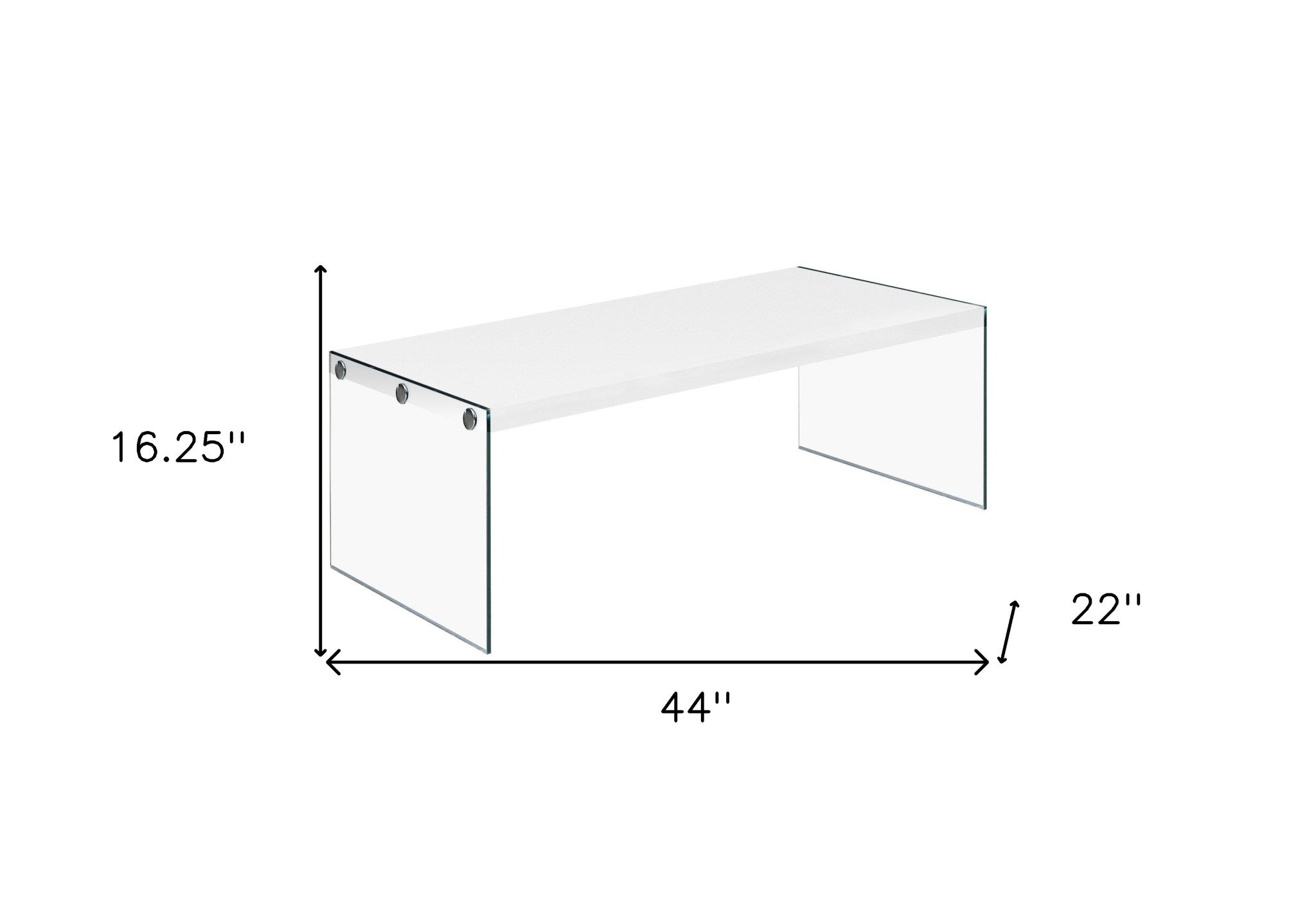 44" Gray Clear Wood And Glass Coffee Table-Coffee Tables-DECOROLALA