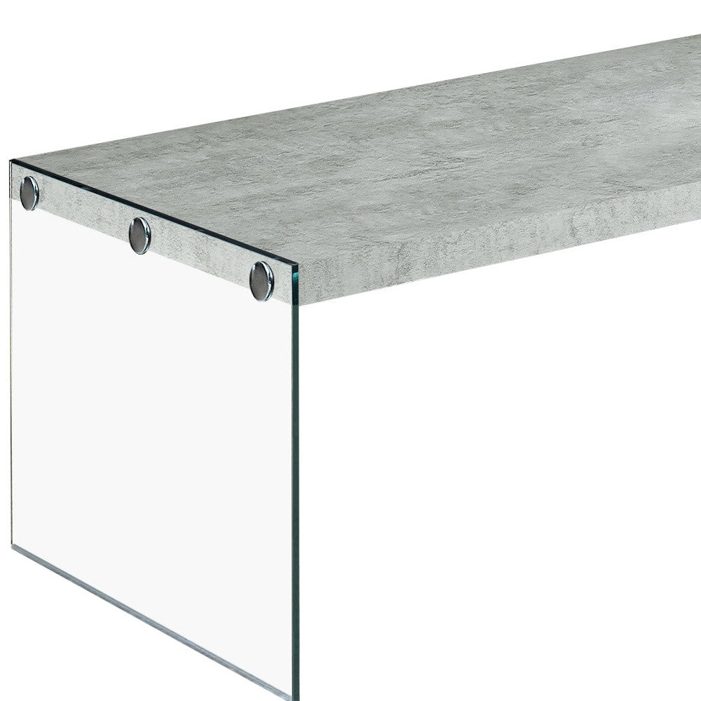 44" Gray Clear Wood And Glass Coffee Table-Coffee Tables-DECOROLALA