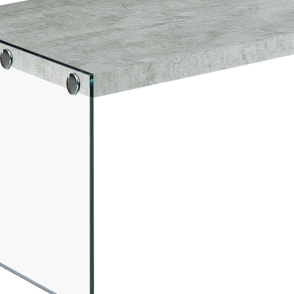 44" Gray Clear Wood And Glass Coffee Table-Coffee Tables-DECOROLALA