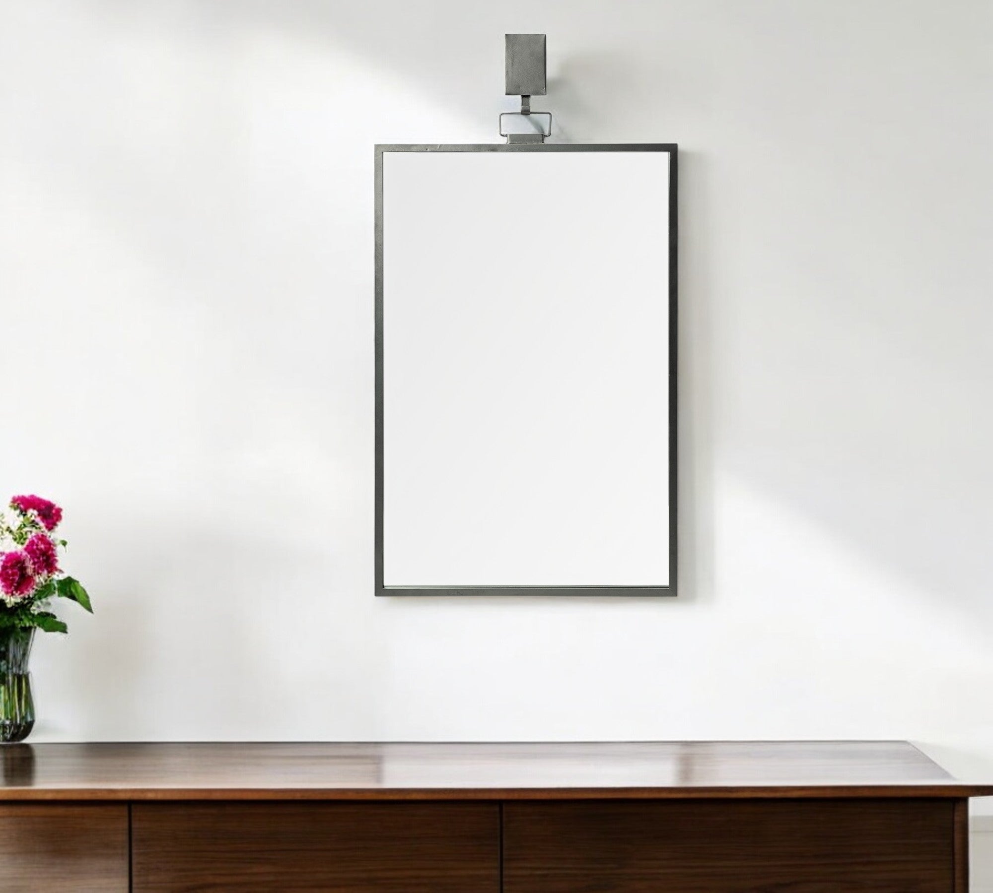 44" Gunmetal Metal Framed Accent Mirror-Mirrors-DECOROLALA