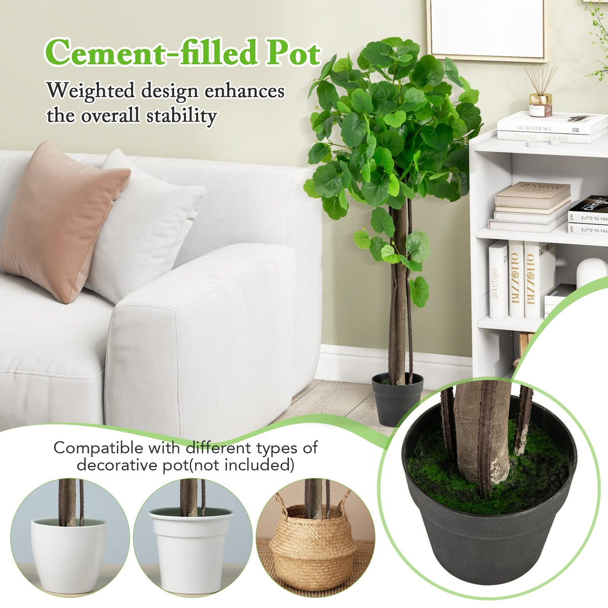 44 Inch Artificial Crabapple Tree with Adjustable Branches for Decor-Artificial Plants-DECOROLALA
