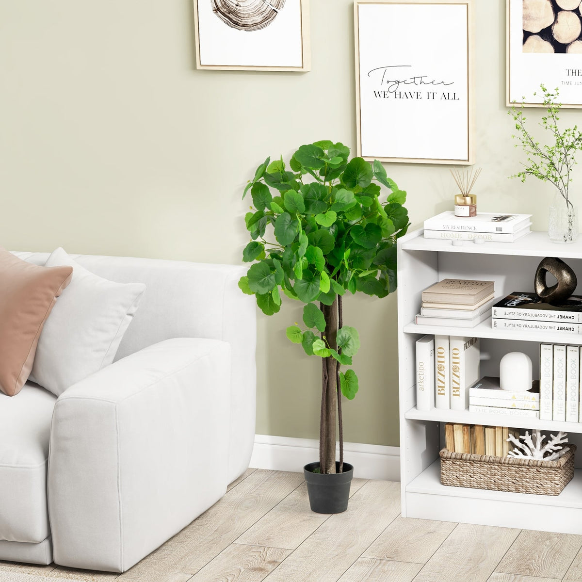 44 Inch Artificial Crabapple Tree with Adjustable Branches for Decor-Artificial Plants-DECOROLALA