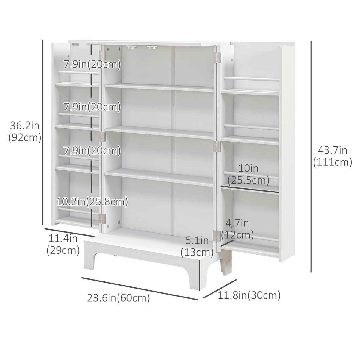 44" Kitchen Pantry Storage Cabinet with Spice Racks - White-Home Furnishings > Storage & Organization > Kitchen Pantry Cabinets-DECOROLALA