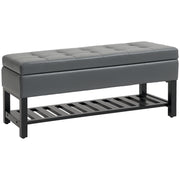 44" PU Leather Tufted Storage Ottoman Shoe Bench - Grey-DECOROLALA
