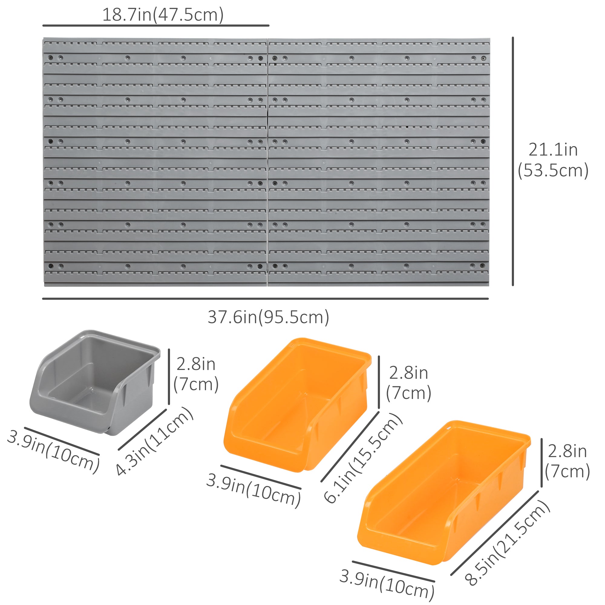 44-Piece Wall Mounted Garage Storage Bin & Pegboard Kit - Orange-Home Improvement > Tools > Tool Organizers-DECOROLALA