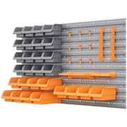 44-Piece Wall Mounted Garage Storage Bin & Pegboard Kit - Orange-Home Improvement > Tools > Tool Organizers-DECOROLALA