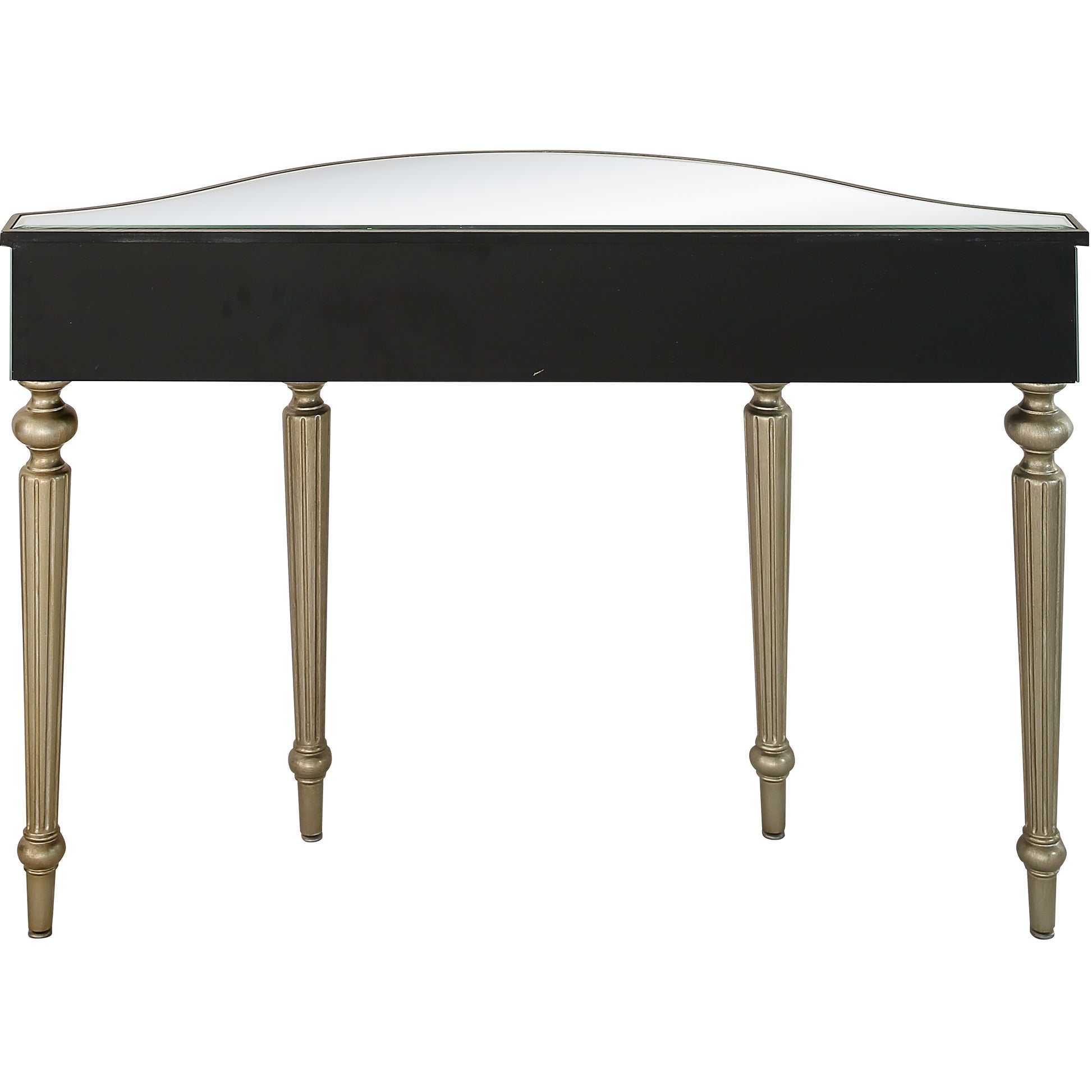 44" Silver and Gold Mirrored Glass Free Form Console Table-Console Tables-DECOROLALA