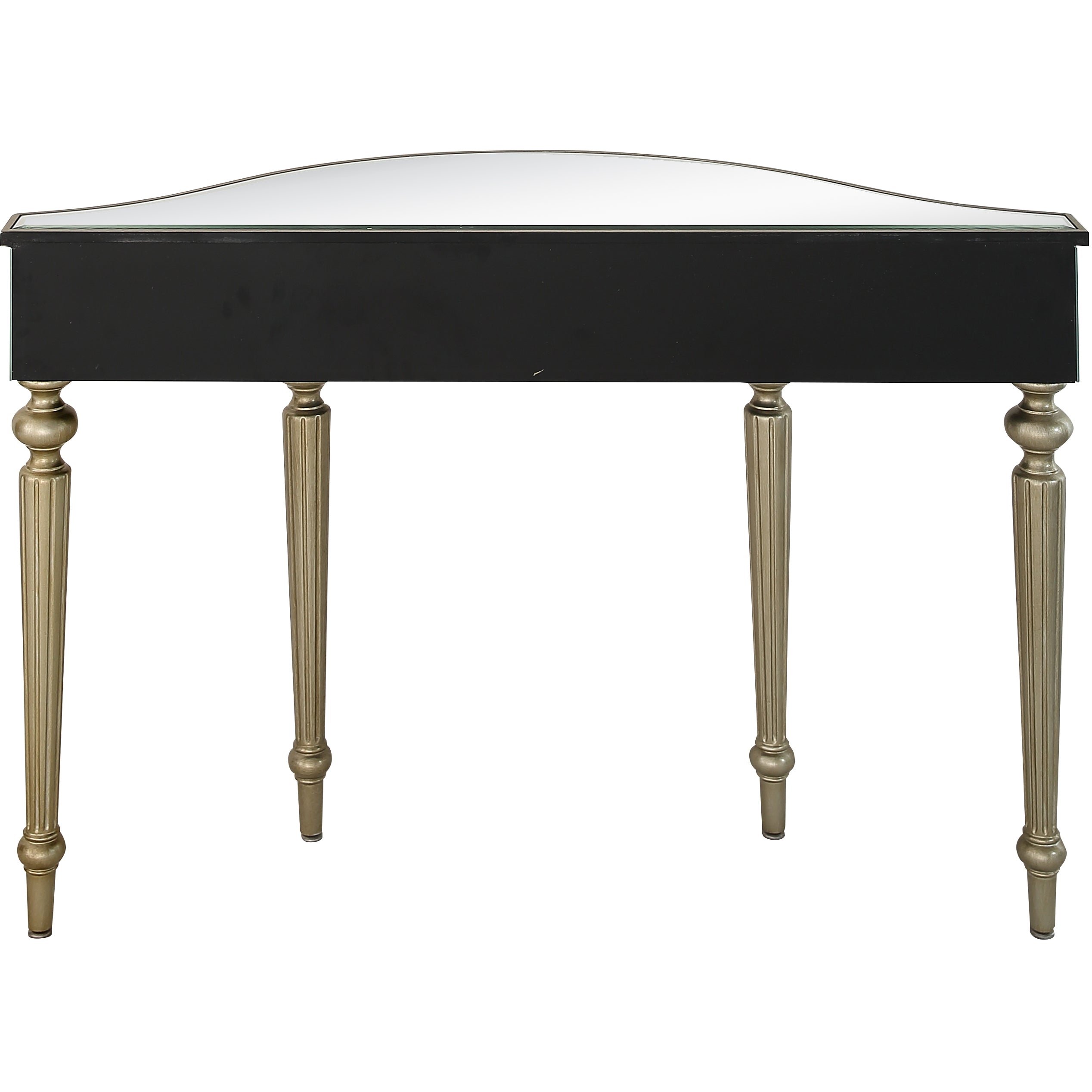 44" Silver and Gold Mirrored Glass Free Form Console Table-Console Tables-DECOROLALA