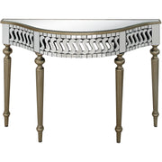 44" Silver and Gold Mirrored Glass Free Form Console Table-Console Tables-DECOROLALA