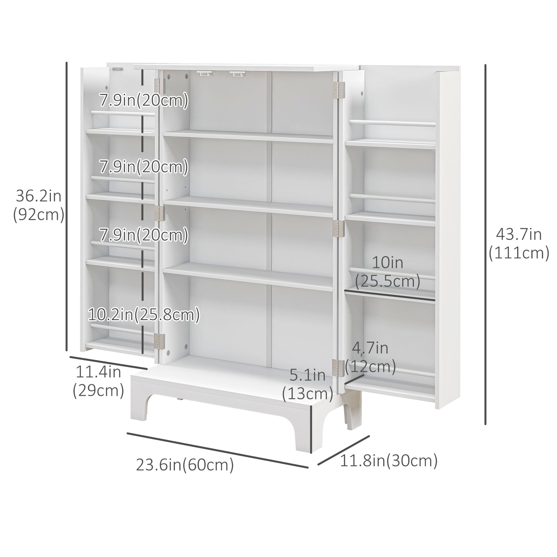44" Storage Cabinet, 2-Door Kitchen Pantry Cabinet with 4-tier Shelving, 8 Spice Racks and Adjustable Shelves-Home Furnishings > Storage & Organization > Kitchen Pantry Cabinets-DECOROLALA