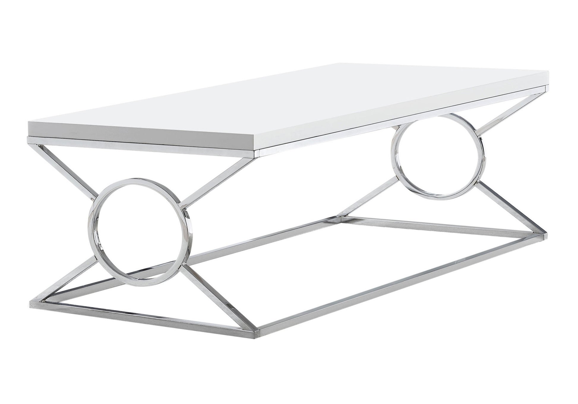 44" White And Silver Wood And Iron Coffee Table-Coffee Tables-DECOROLALA