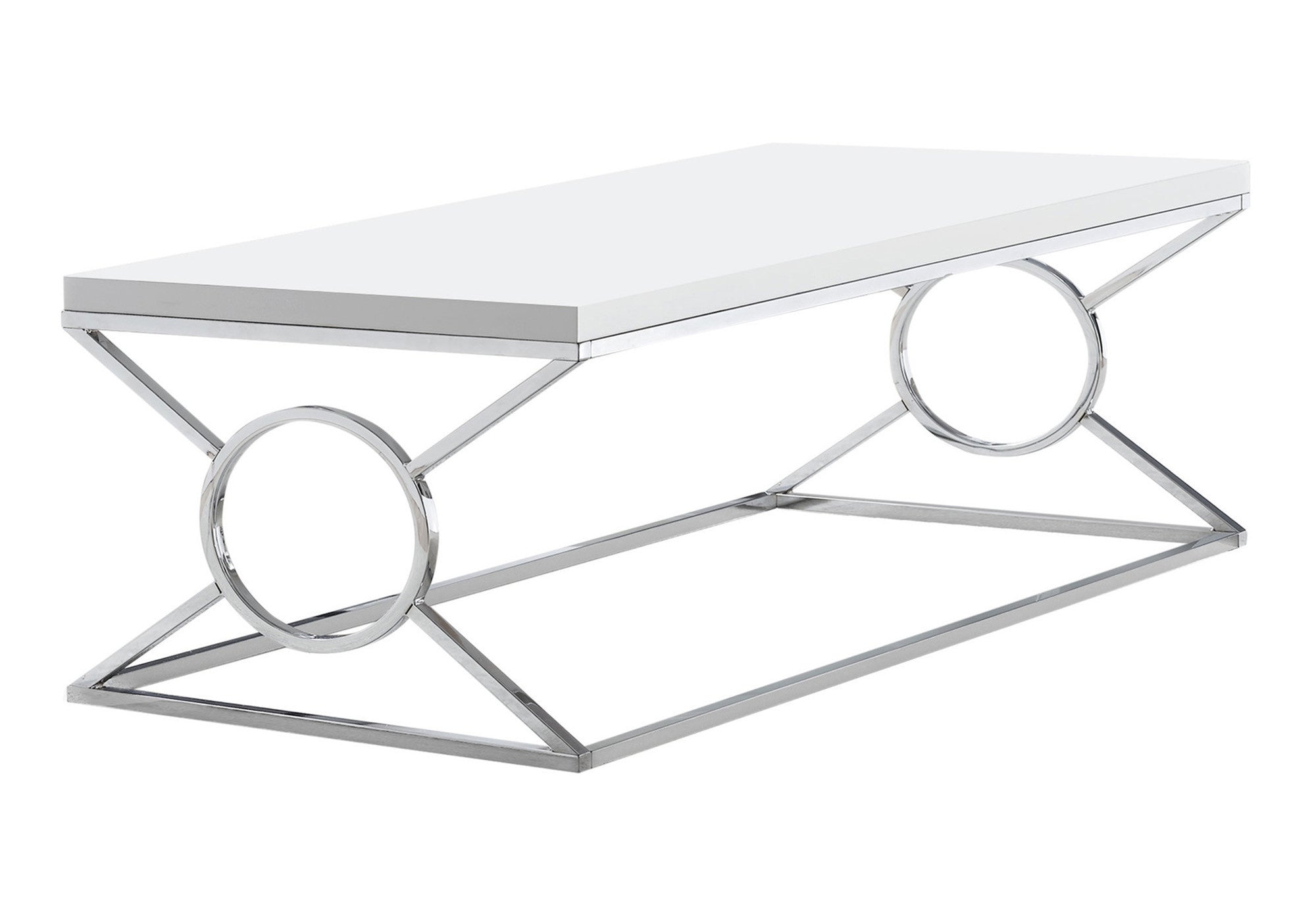 44" White And Silver Wood And Iron Coffee Table-Coffee Tables-DECOROLALA
