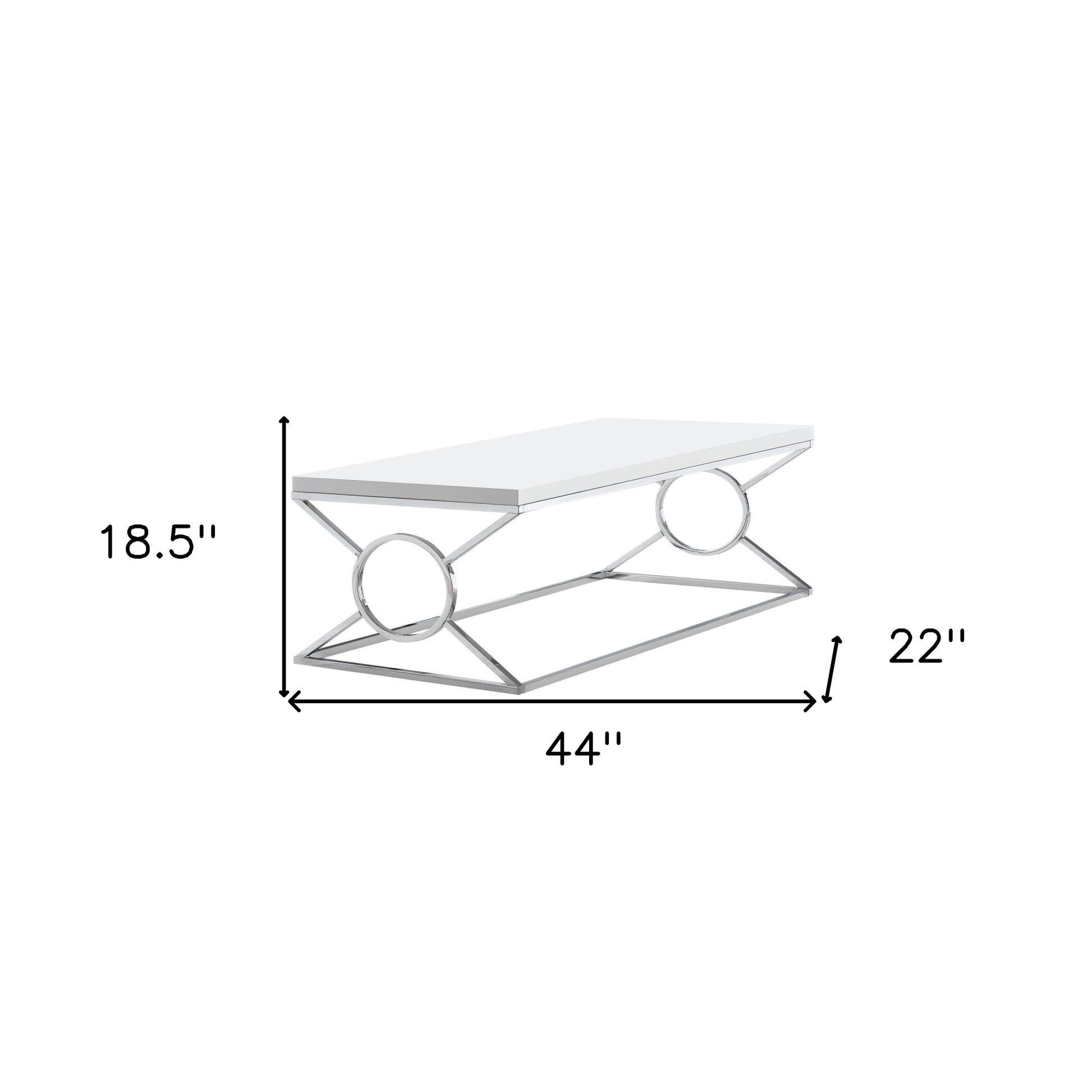 44" White And Silver Wood And Iron Coffee Table-Coffee Tables-DECOROLALA