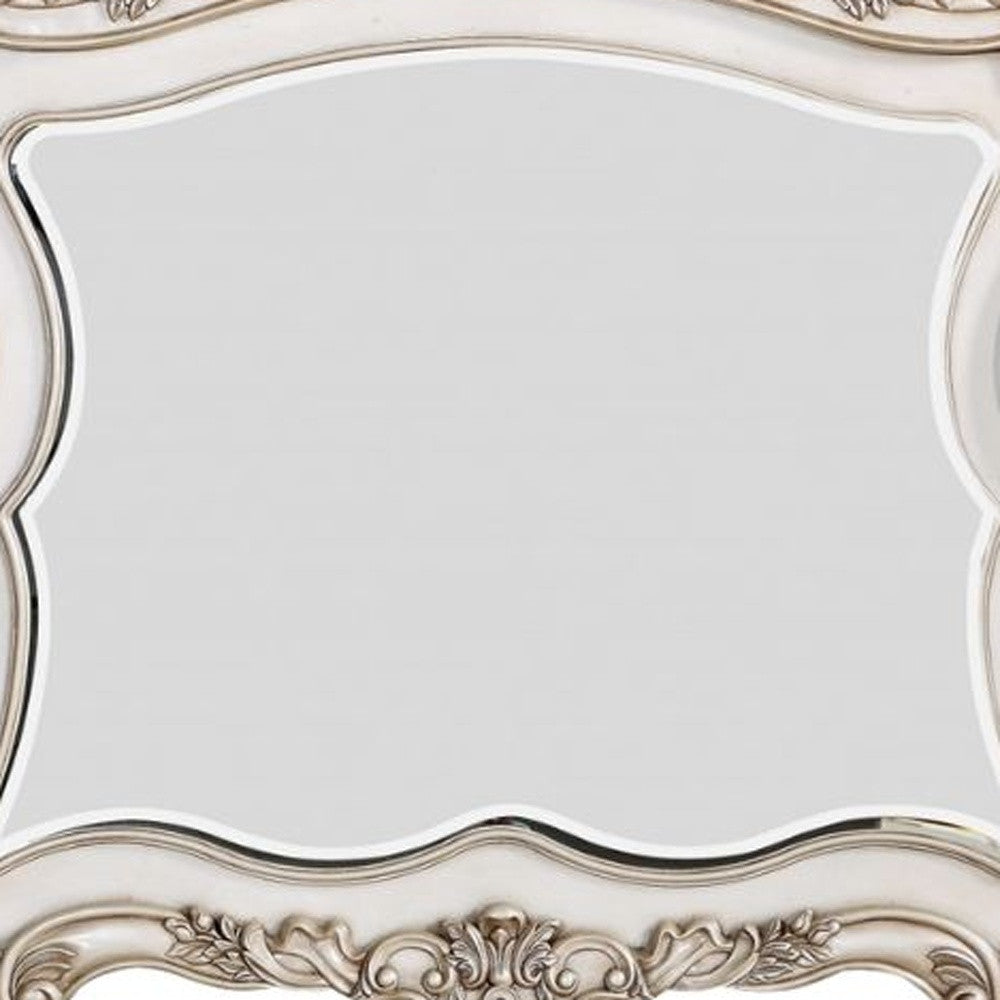 44" White Novelty Solid Wood Framed Dresser Mirror-Mirrors-DECOROLALA