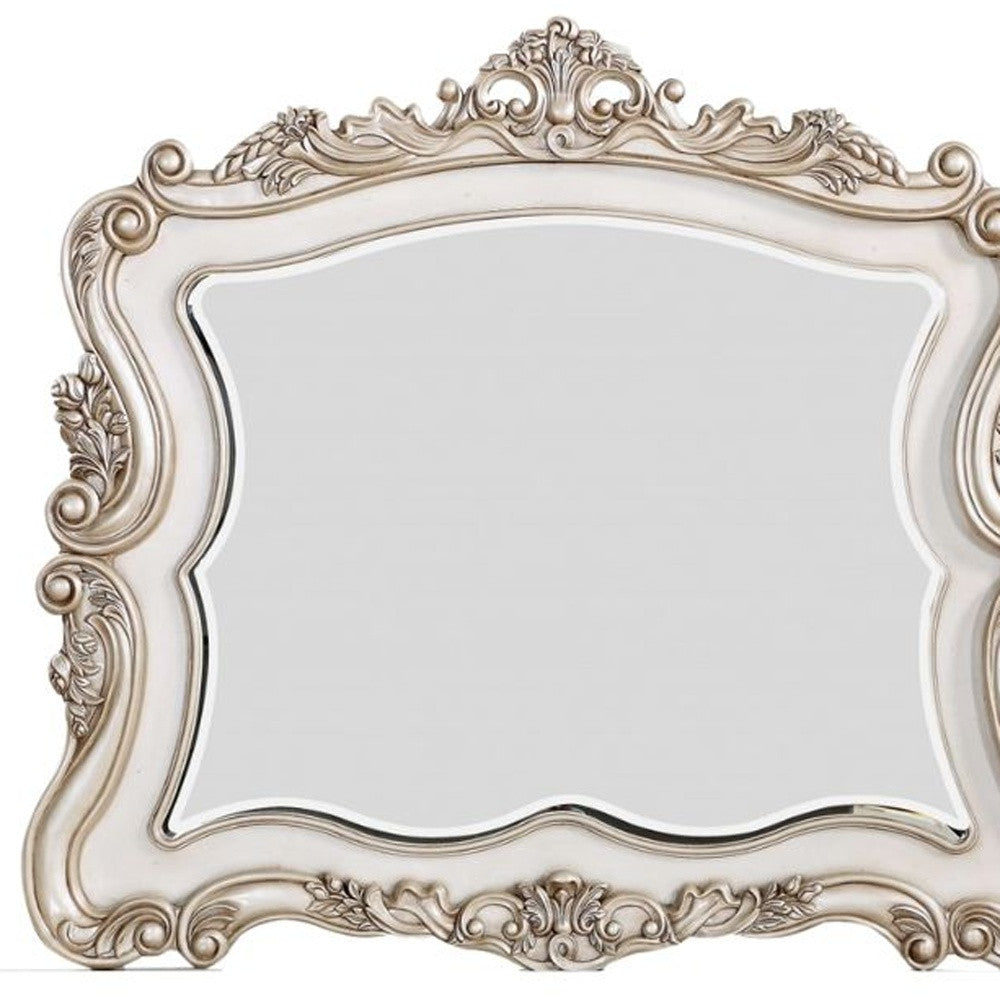 44" White Novelty Solid Wood Framed Dresser Mirror-Mirrors-DECOROLALA