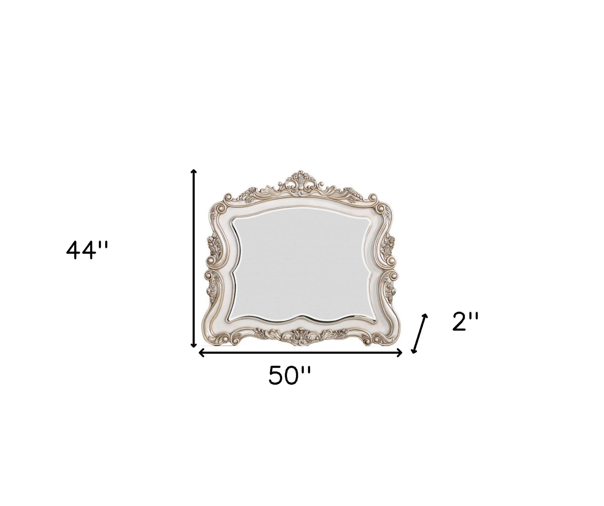 44" White Novelty Solid Wood Framed Dresser Mirror-Mirrors-DECOROLALA