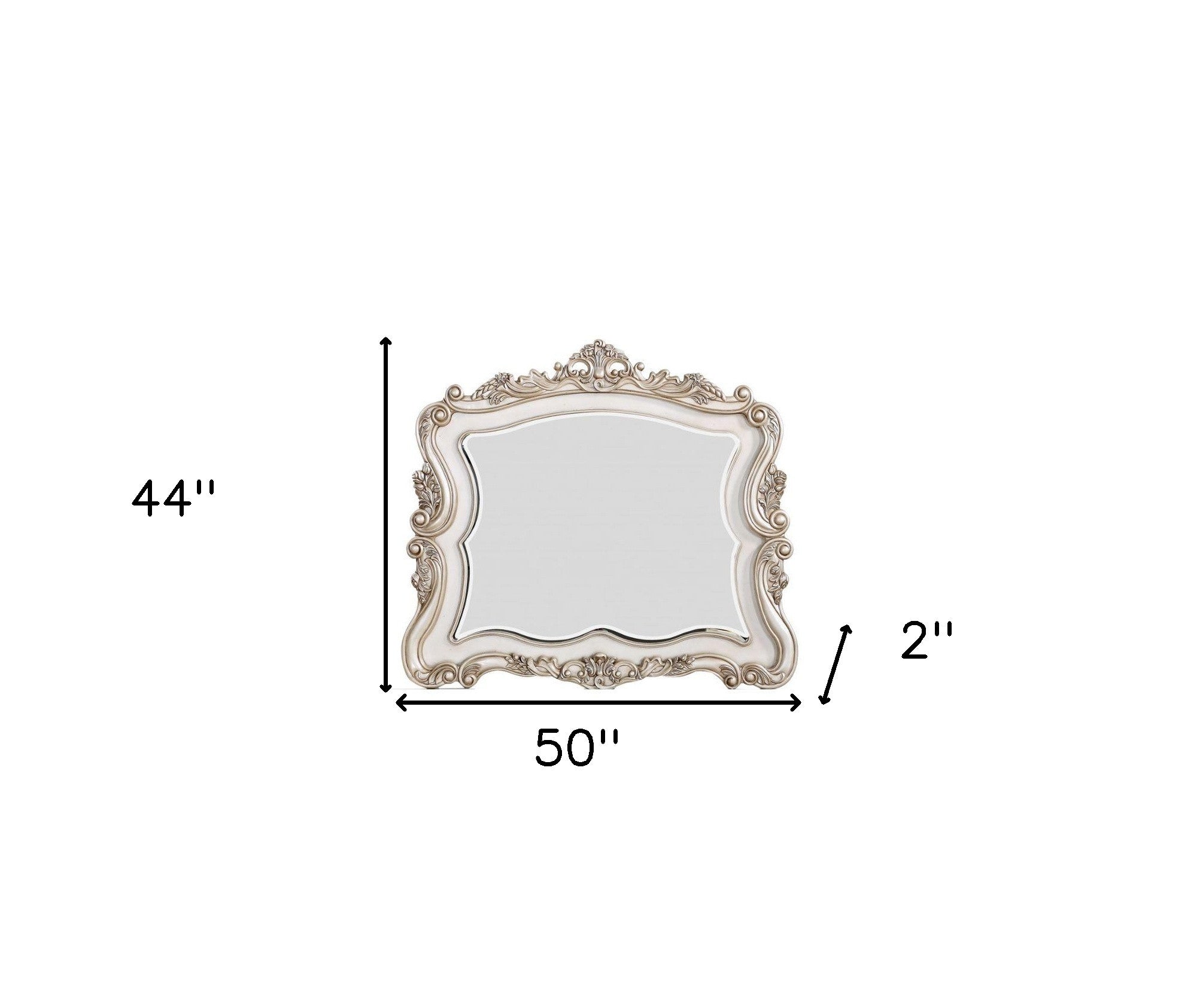 44" White Novelty Solid Wood Framed Dresser Mirror-Mirrors-DECOROLALA
