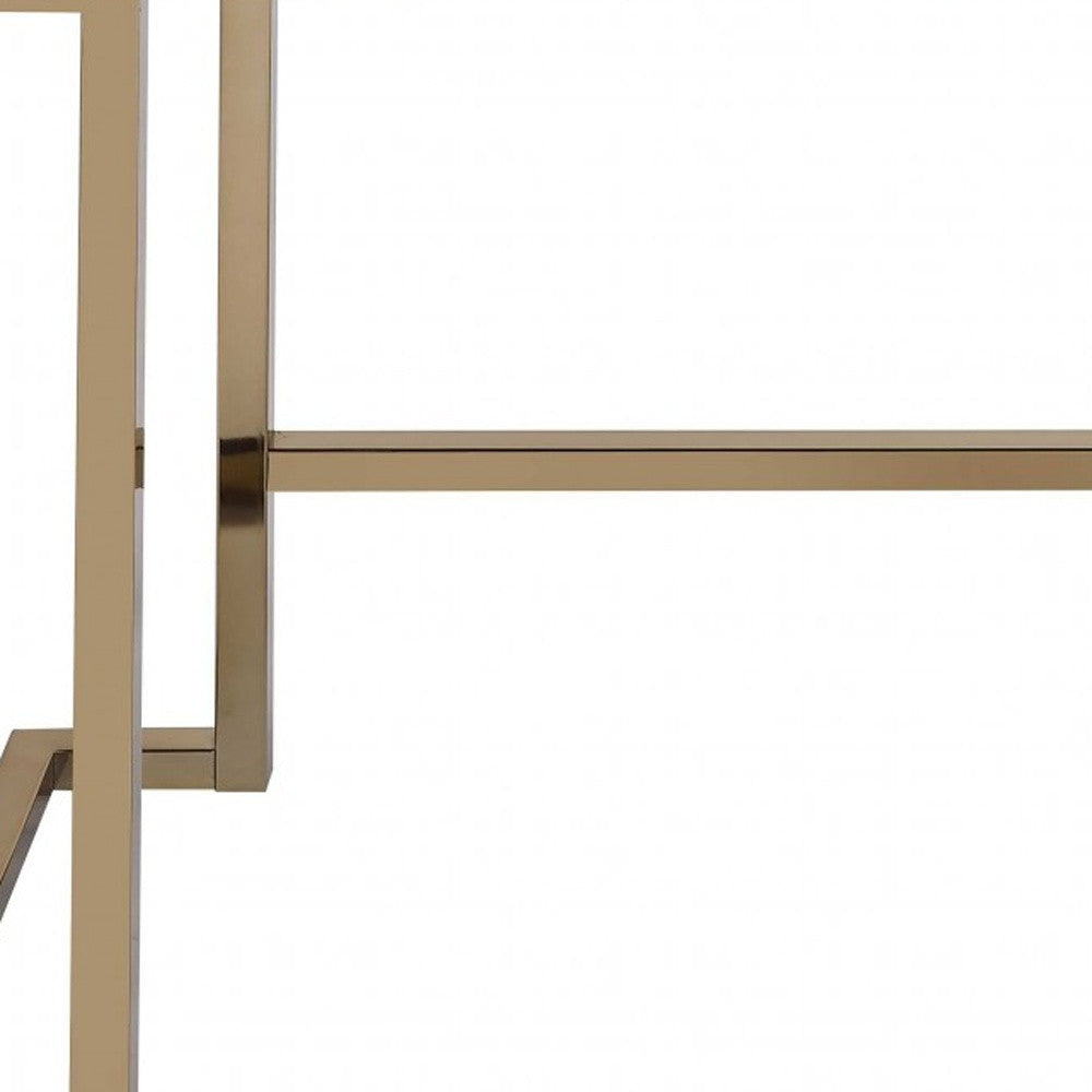 44" White and Champagne Glass Writing Desk-Desks-DECOROLALA