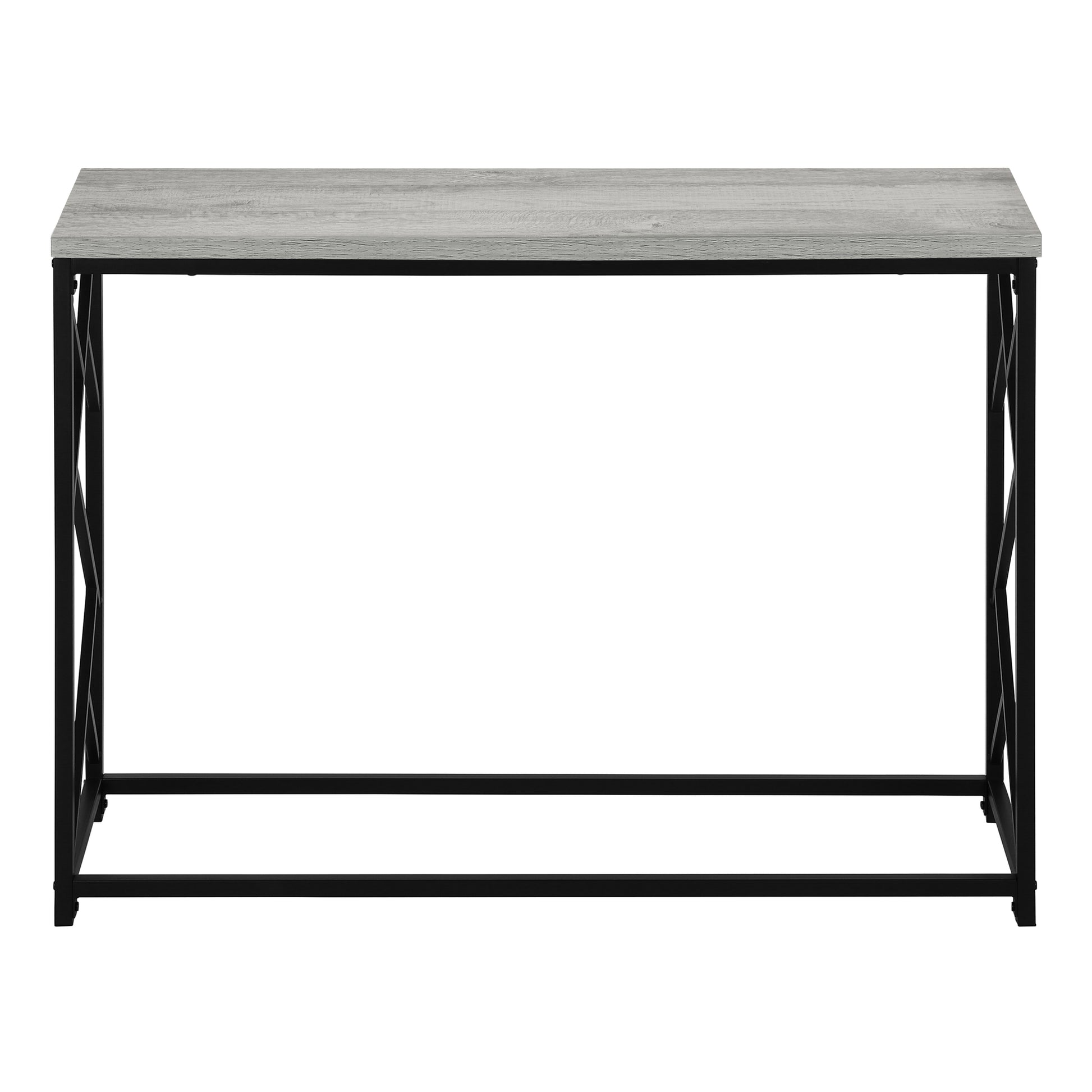 44"L Grey Wood Console Table with Black Metal Frame-Accent Table-DECOROLALA