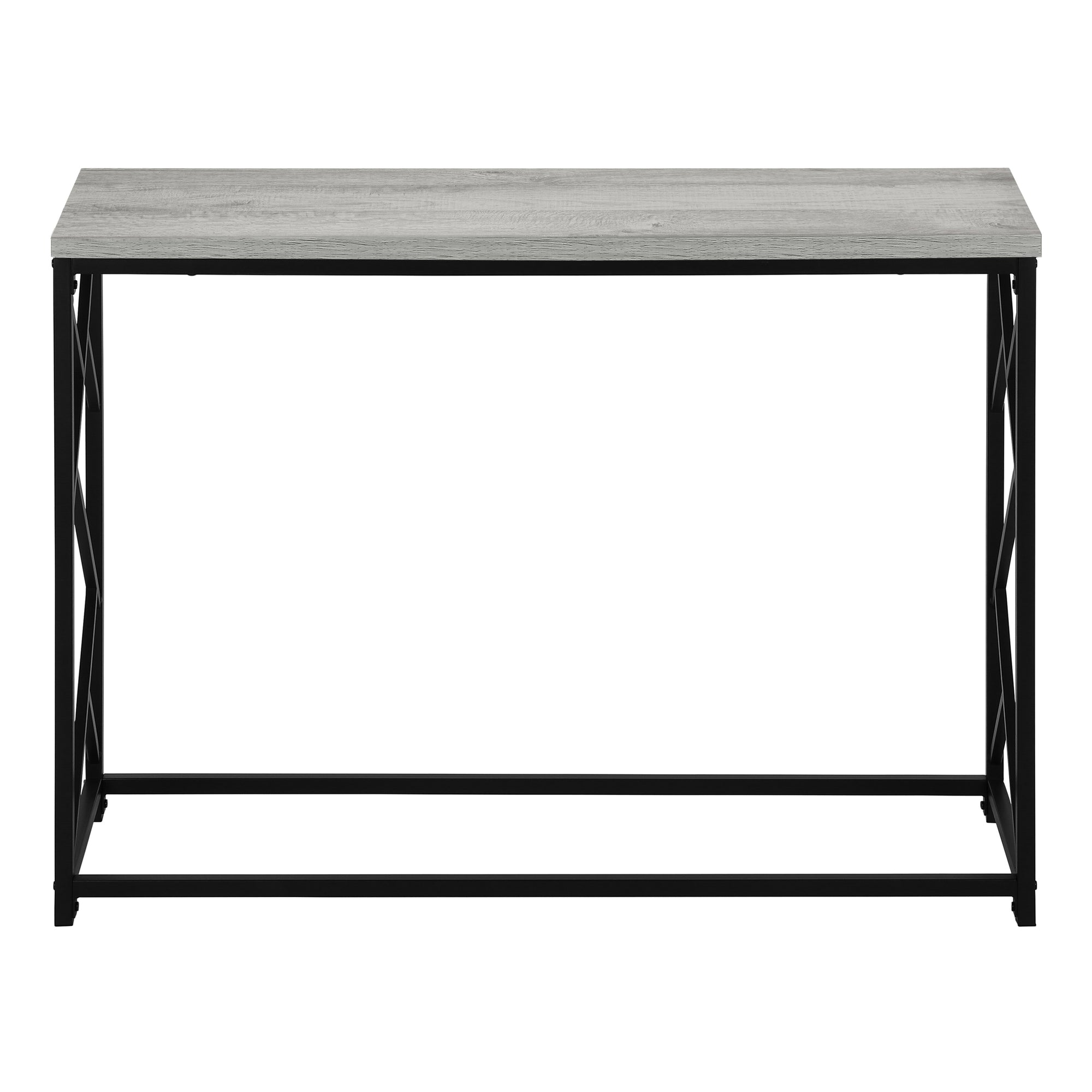 44"L Grey Wood Console Table with Black Metal Frame-Accent Table-DECOROLALA