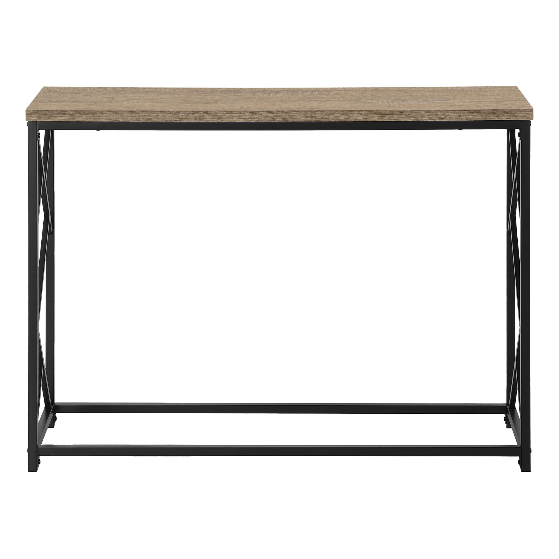 44"L Grey Wood Console Table with Black Metal Frame-Accent Table-DECOROLALA