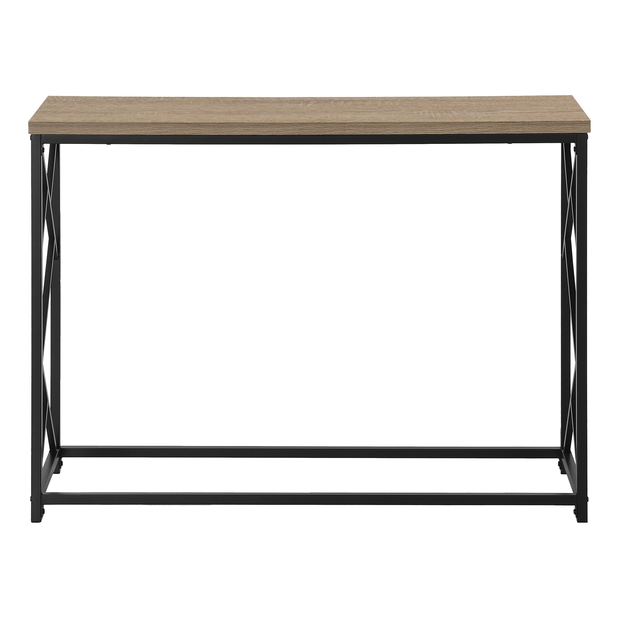 44"L Grey Wood Console Table with Black Metal Frame-Accent Table-DECOROLALA