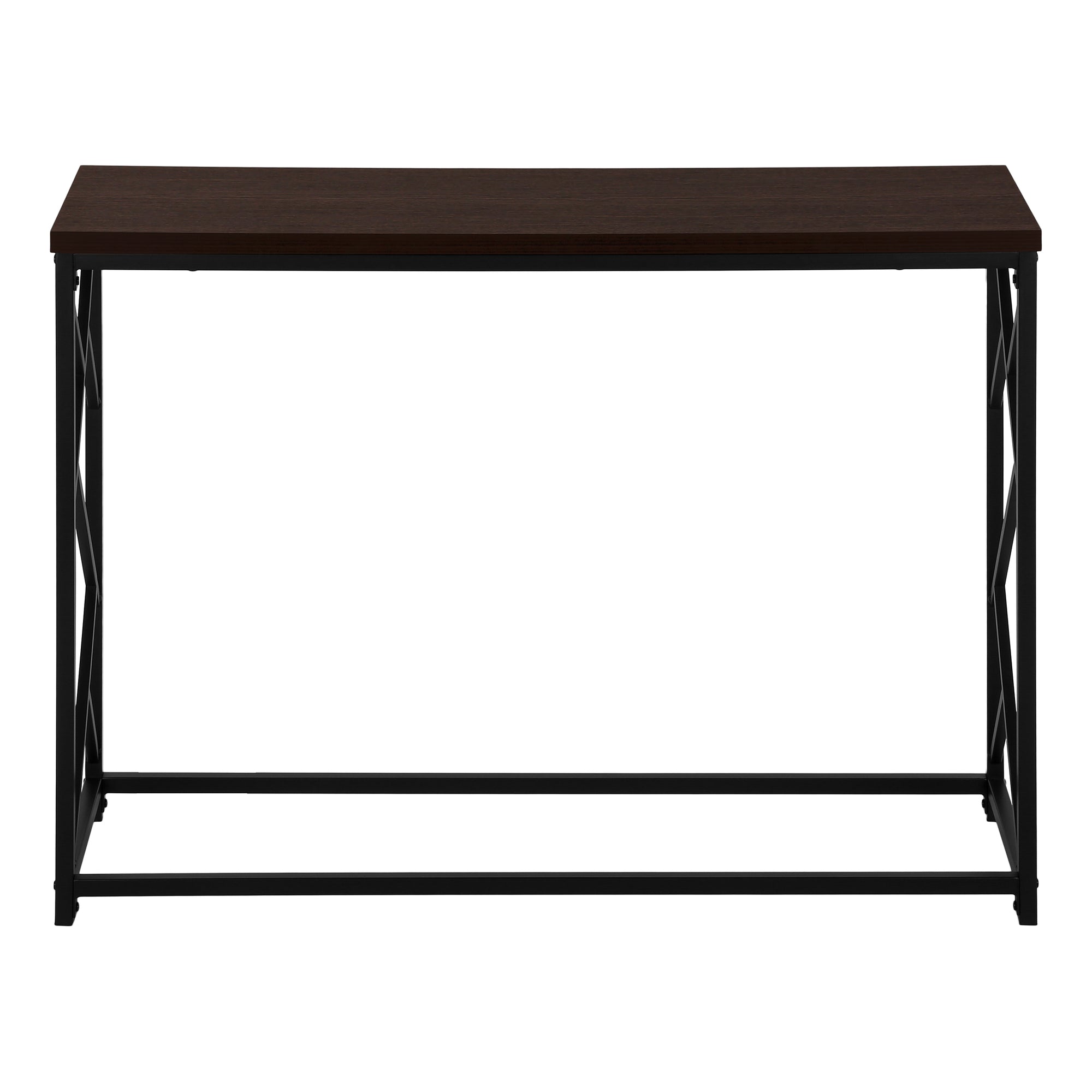 44"L Grey Wood Console Table with Black Metal Frame-Accent Table-DECOROLALA