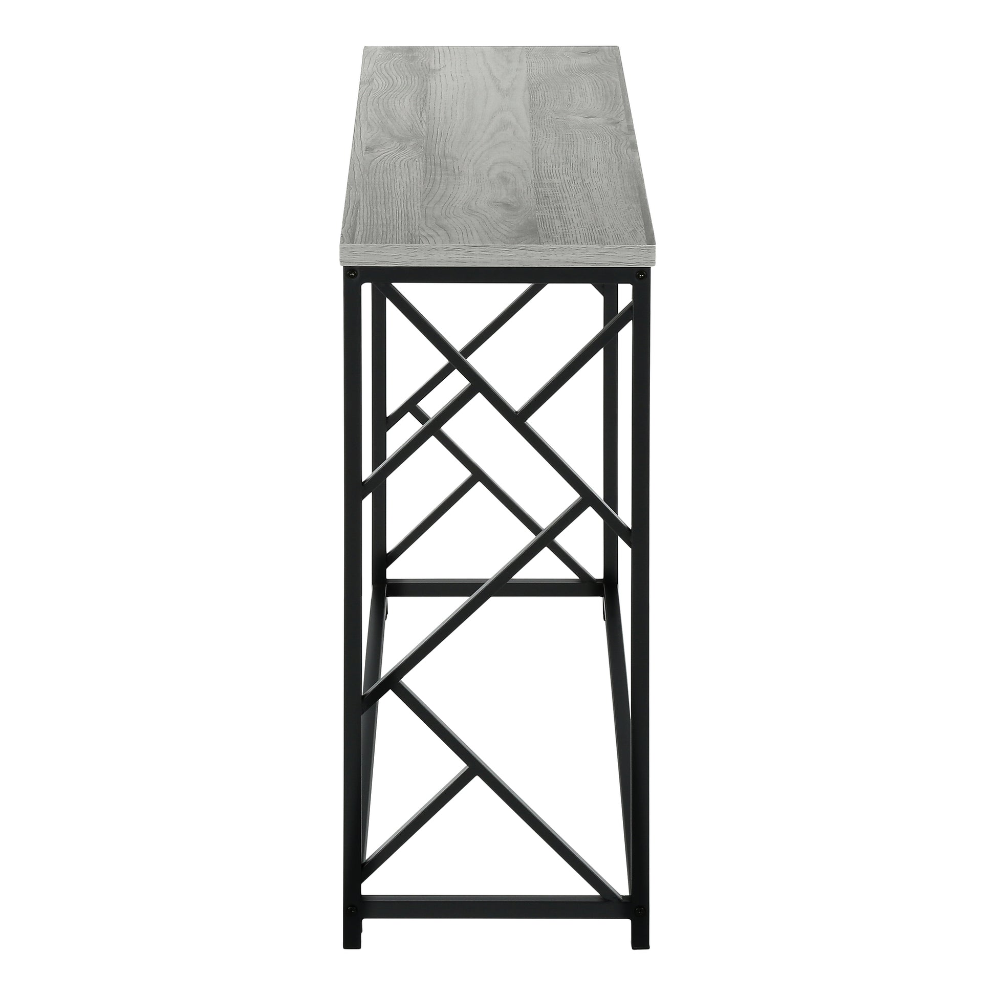 44"L Grey Wood Console Table with Black Metal Frame-Accent Table-DECOROLALA