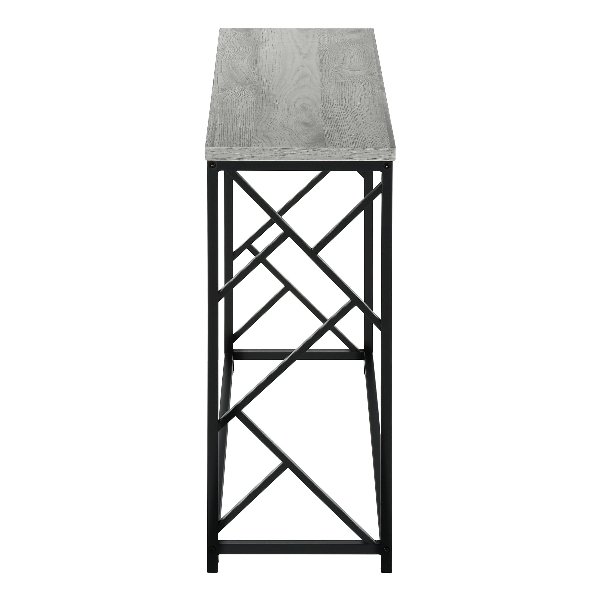 44"L Grey Wood Console Table with Black Metal Frame-Accent Table-DECOROLALA