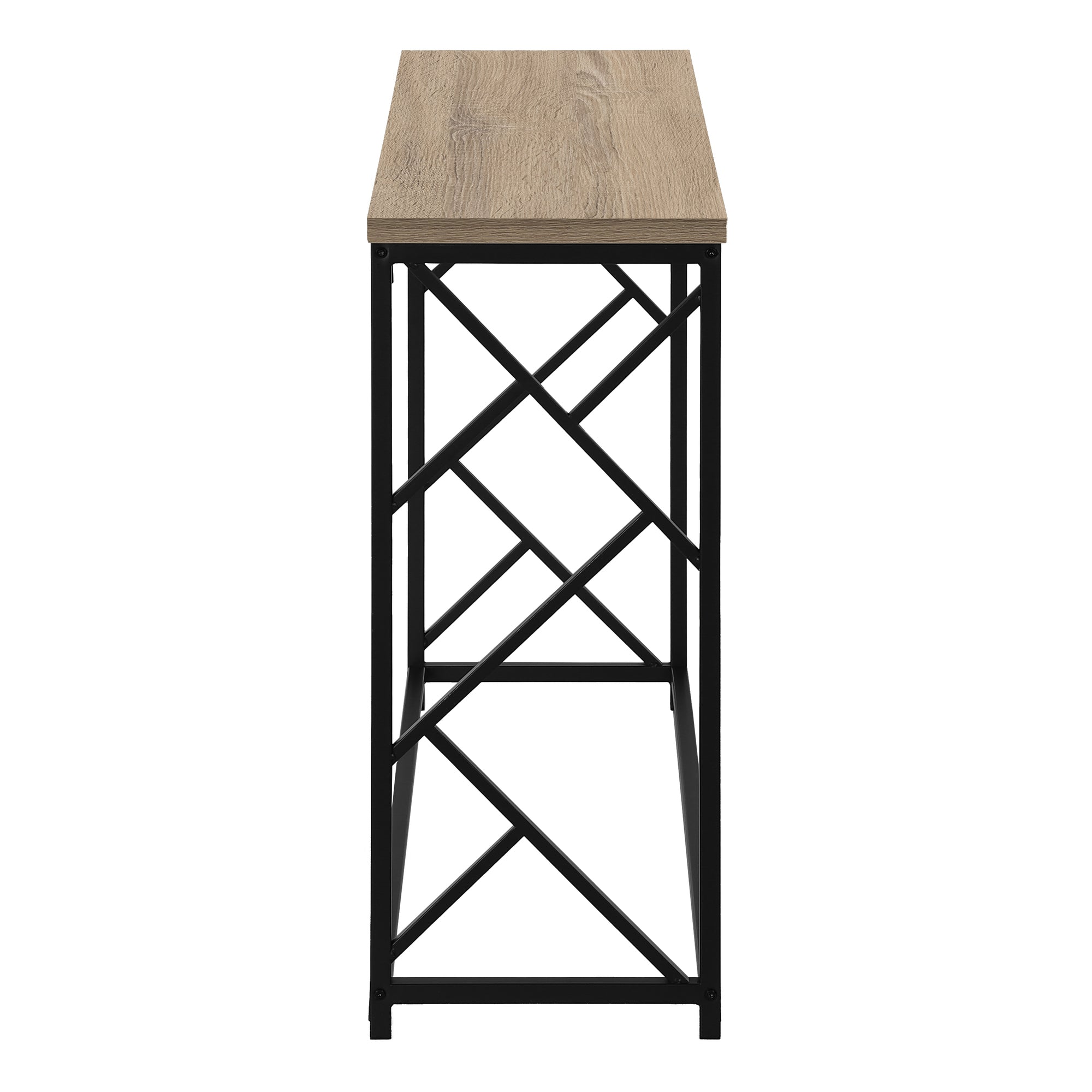 44"L Grey Wood Console Table with Black Metal Frame-Accent Table-DECOROLALA